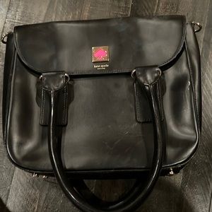 Kate Spade black leather purse with pink case logo